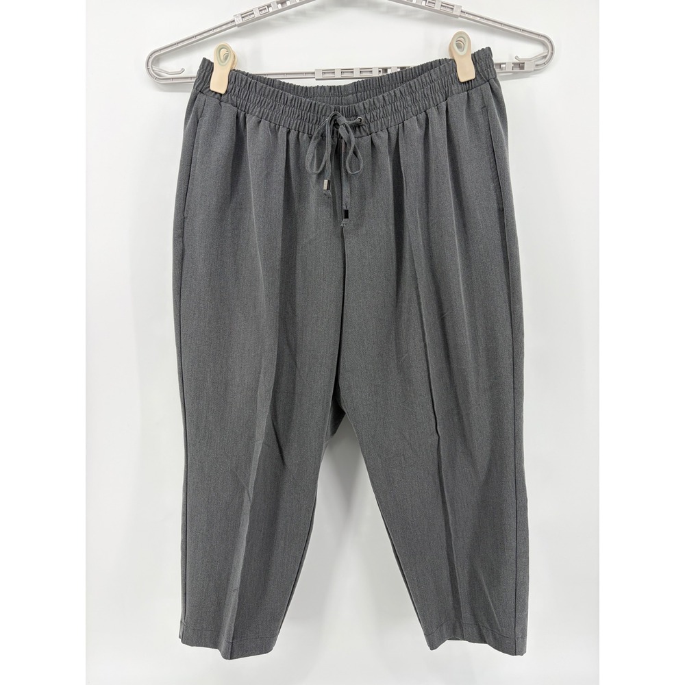 Lane Bryant Women 22/24 Gray Tapered Cropped Pants‎ Elastic Drawstring Waist